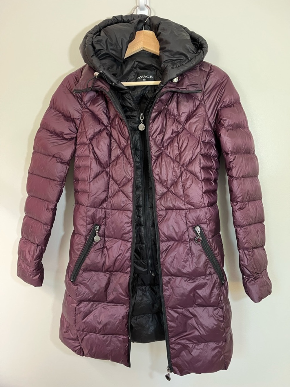 Savage Plum Quilted Down Hooded Puffer Coat Winter Jacket Women’s Medium (8-10)